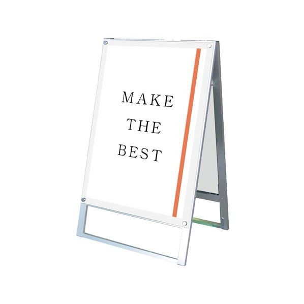 ポスター用スタンド看板マグネジ A1両面ホワイト シルバー 674×575×1080mm PSSKMNA1RW 1点