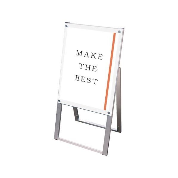 ポスター用スタンド看板マグネジ A2片面ホワイト シルバー 500×395×985mm PSSKMNA2KW 1点