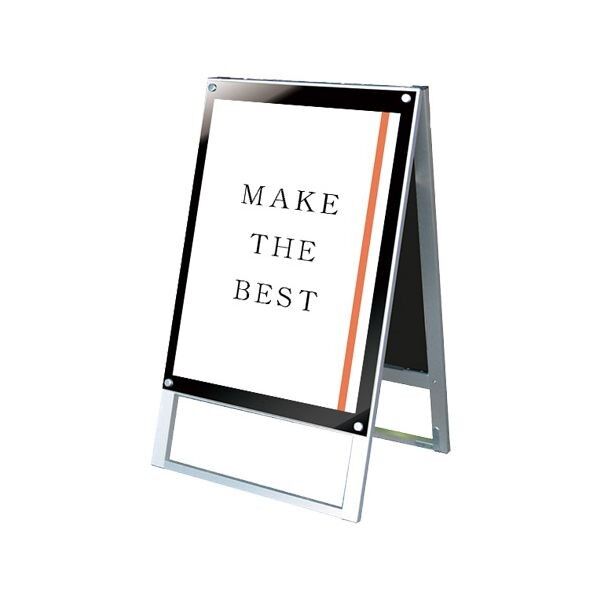 ポスター用スタンド看板マグネジ B2両面ブラック シルバー 595×530×985mm PSSKMNB2RB 1点