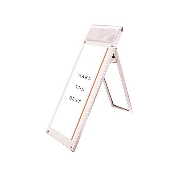 ポスター用スタンド看板マグネジ パンフレットケース付 A3縦縦ロウ片面ホワイト(屋内用) ホワイト 380×720×980mm PSSKMNPA3TTLKW 1点