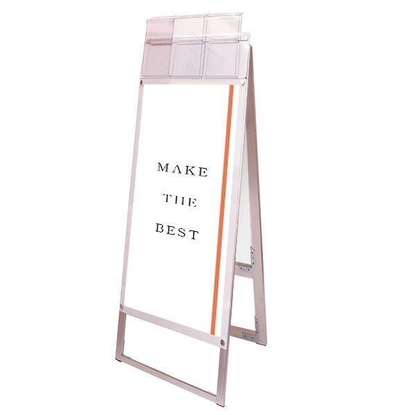 ポスター用スタンド看板マグネジ パンフレットケース付 A3縦縦両面ホワイト(屋外用) ホワイト 380×650×1330mm PSSKMNPA3TTRWG 1点