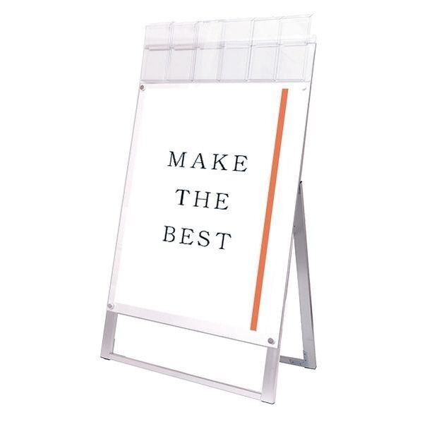 ポスター用スタンド看板マグネジ パンフレットケース付 B1片面ホワイト(屋外用) ホワイト 808×480×1530mm PSSKMNPB1KWG 1点