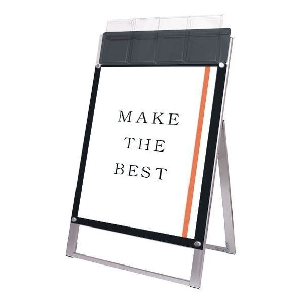 ポスター用スタンド看板マグネジ パンフレットケース付 B2片面ブラック(屋外用) ブラック 595×395×1230mm PSSKMNPB2KBG 1点