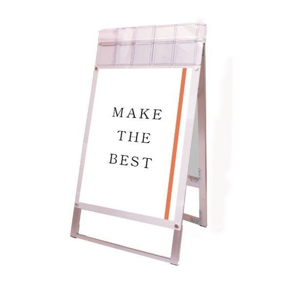 ポスター用スタンド看板 パンフレットケース付 A1両面ホワイト(屋外用) ホワイト 674×650×1330mm PSSKPA1RWG 1点