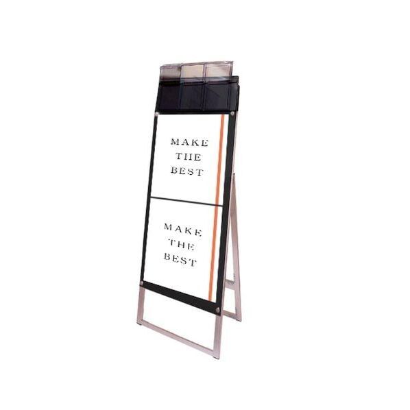 ポスター用スタンド看板 パンフレットケース付 A3縦縦片面ブラック(屋外用) ブラック 380×440×1330mm PSSKPA3TTKBG 1点