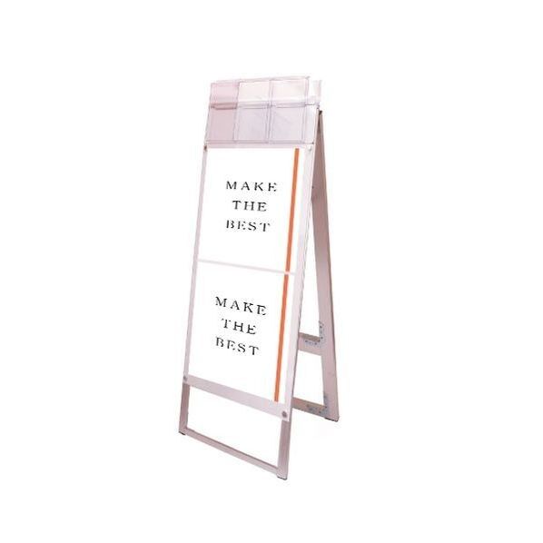 ポスター用スタンド看板 パンフレットケース付 A3縦縦両面ホワイト(屋外用) ホワイト 380×650×1330mm PSSKPA3TTRWG 1点