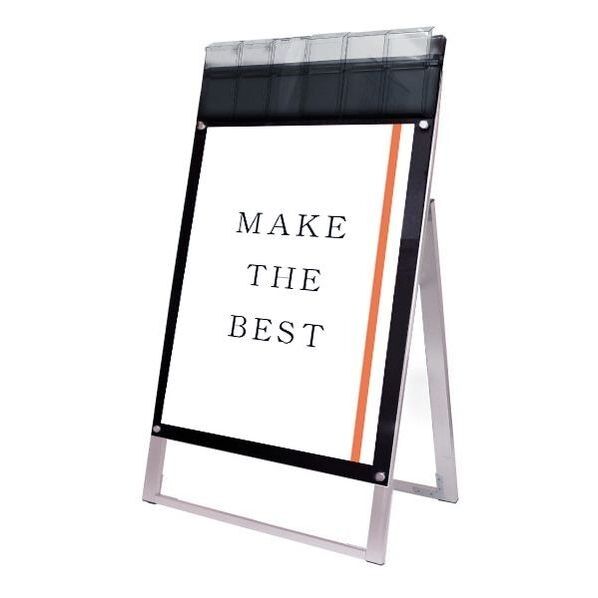 ポスター用スタンド看板 パンフレットケース付 B1片面ブラック(屋外用) ブラック 808×480×1530mm PSSKPB1KBG 1点