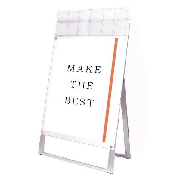 ポスター用スタンド看板 パンフレットケース付 B1片面ホワイト(屋外用) ホワイト 808×480×1530mm PSSKPB1KWG 1点