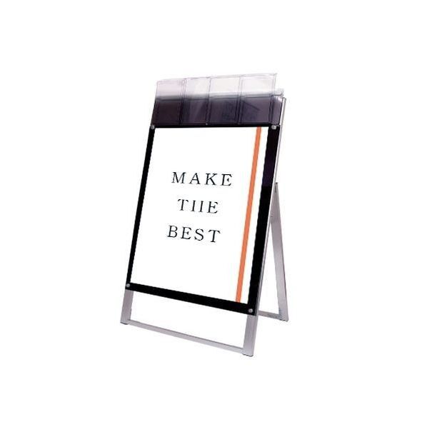 ポスター用スタンド看板 パンフレットケース付 B2片面ブラック(屋外用) ブラック 595×395×1230mm PSSKPB2KBG 1点