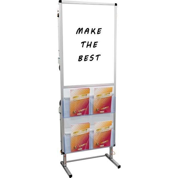 SPMストレッチャーホワイトボード(下部カタログケース2段) シルバー 630×360×1800mm SPMTANKAWBKC 1点