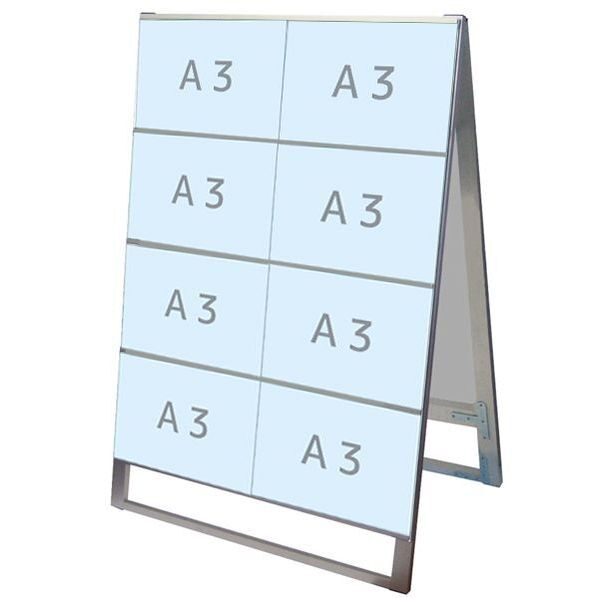 カードケーススタンド看板 A3横16両面 シルバー 900×710×1375mm CCSKA3Y16R 1点