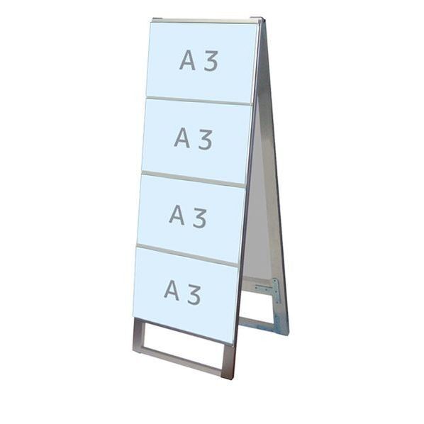 カードケーススタンド看板 A3横8両面 シルバー 460×710×1375mm CCSKA3Y8R 1点