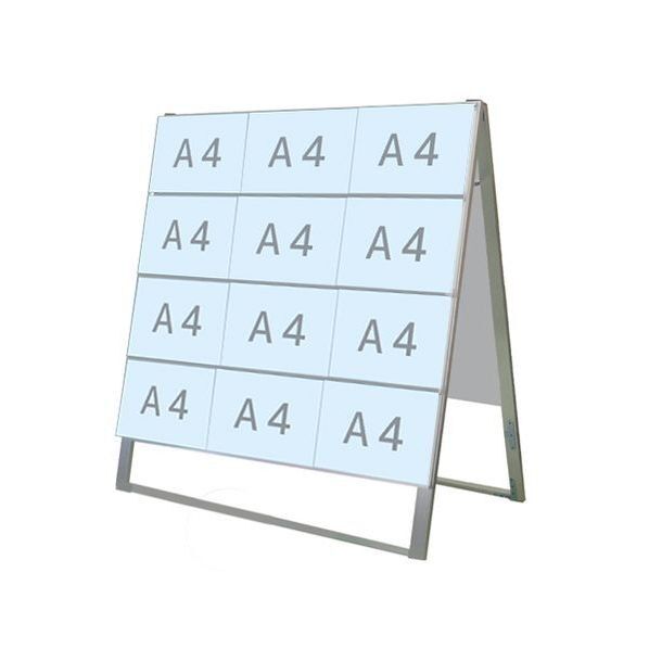 カードケーススタンド看板 A4横24両面 シルバー 980×520×970mm CCSKA4Y24R 1点