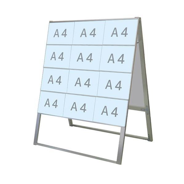 カードケーススタンド看板 A4横24両面ハイ シルバー 980×620×1180mm CCSKA4Y24RH 1点