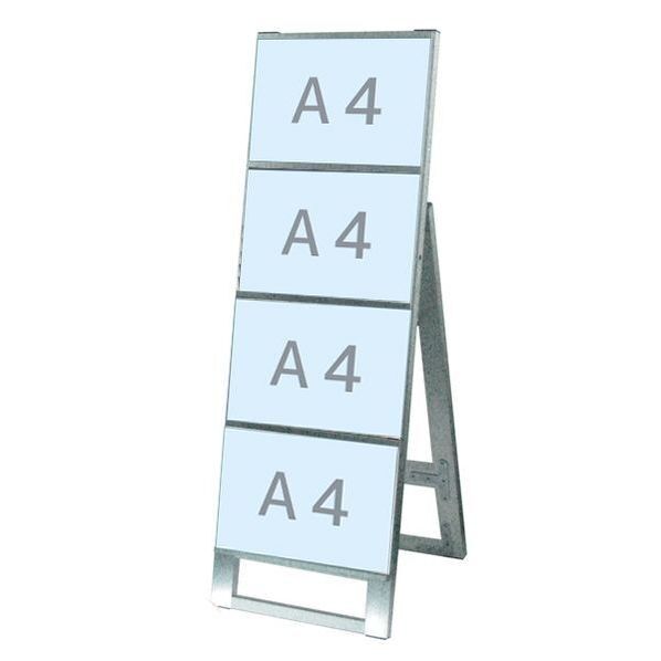 カードケーススタンド看板 A4横4片面 シルバー 340×395×970mm CCSKA4Y4K 1点