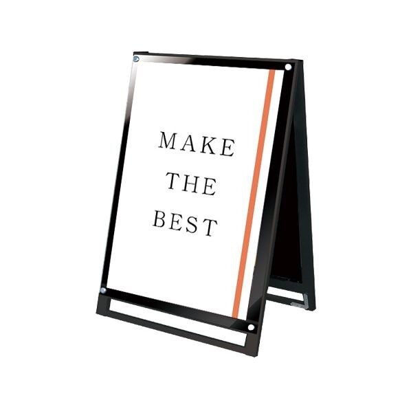 ブラックポスター用スタンド看板マグネジ A1ロウ両面ブラック ブラック 674×520×970mm BPSSKMNA1LRB 1点