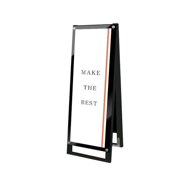 ブラックポスター用スタンド看板マグネジ A3縦縦両面ブラック ブラック 380×520×970mm BPSSKMNA3TTRB 1点