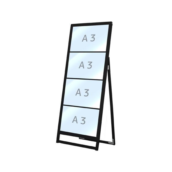 ブラックバリウスカードケーススタンド看板 A3横4片面 ブラック 506×490×1375mm BVACCSKA3Y4K 1点