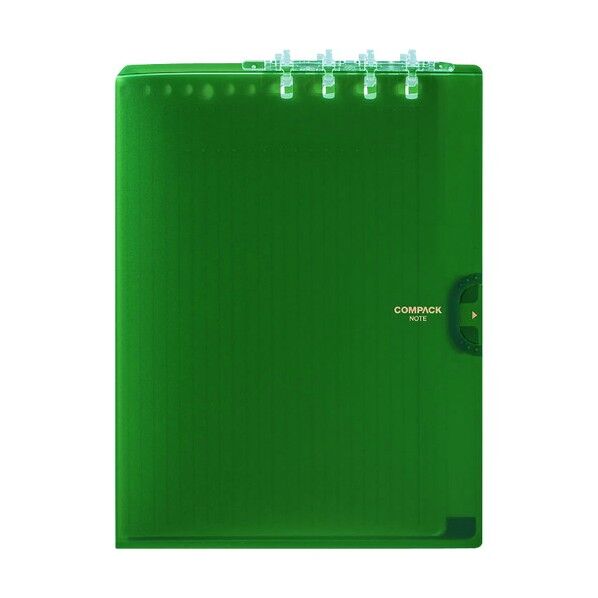 二つ折りリングノートコンパックノートA4 緑 9956TY-G 1点