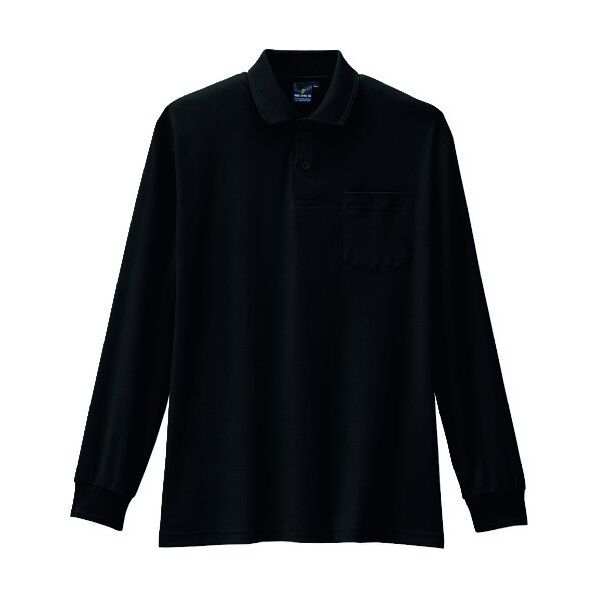 制電･防透･消臭長袖ポロシャツ 13ブラック SS AS-258-13-SS 1点