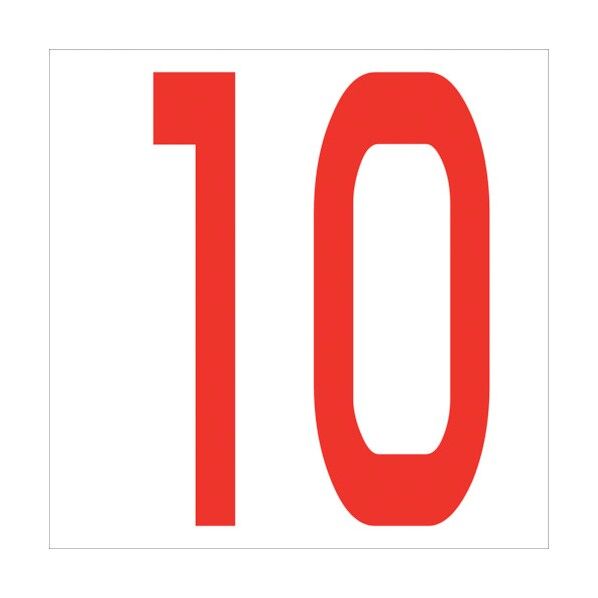 カッティングステッカー 数字10 文字高100mm 赤 6300005811 1点