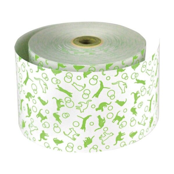 ファンシーレジ用紙 58mm幅 ねこ 緑 50巻入 6300027974 1セット