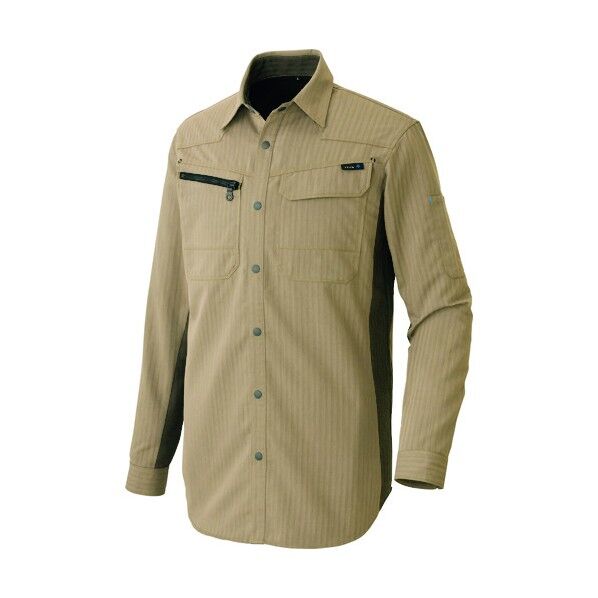 アジト ペンタスヘリンボーン 長袖シャツ(薄地) 025カーキ L 30635 1