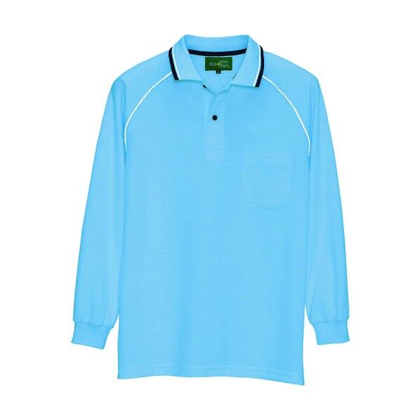 制電長袖ポロシャツ(男女兼用)AZ50010-007サックスSS 007サックス SS 50010 1