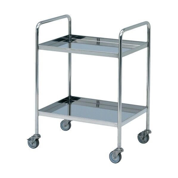 ステンレス両ハンドル式ミニテーブルワゴンスチールキャスター AW-U6045E 1