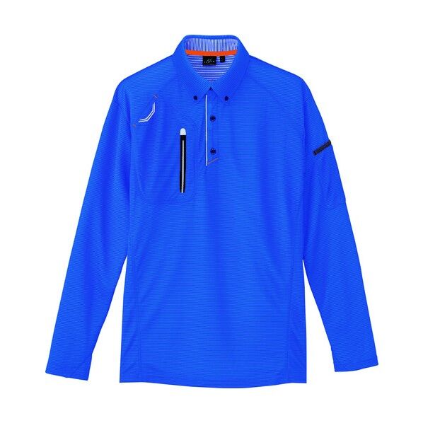 長袖ボタンダウンポロシャツ(男女兼用) 006ロイヤルブルー 4L 10604 1