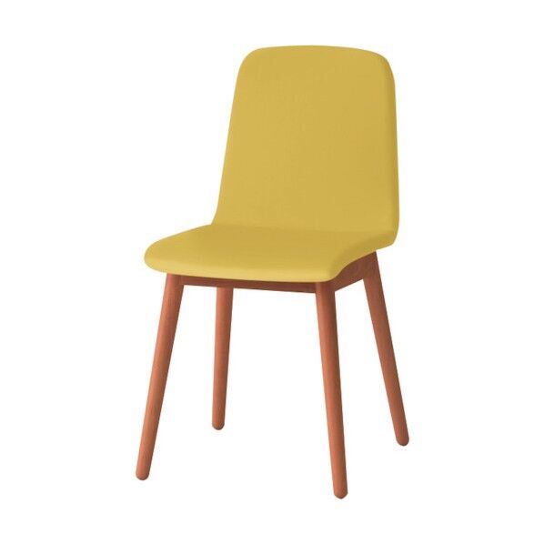 ノットワーク背座一体木脚チェア張りぐるみ 脚ラスティックビーチM・ウレタンレザーストロングイエロー KLL-134DK-MU5 1点