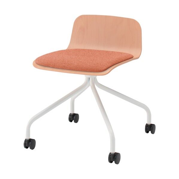 ノットワークローバックキャスターチェア座パッド付 背座ラスティックビーチL・脚ホワイト・布地アンバーオレンジ KLL-225C-GHD3 1点