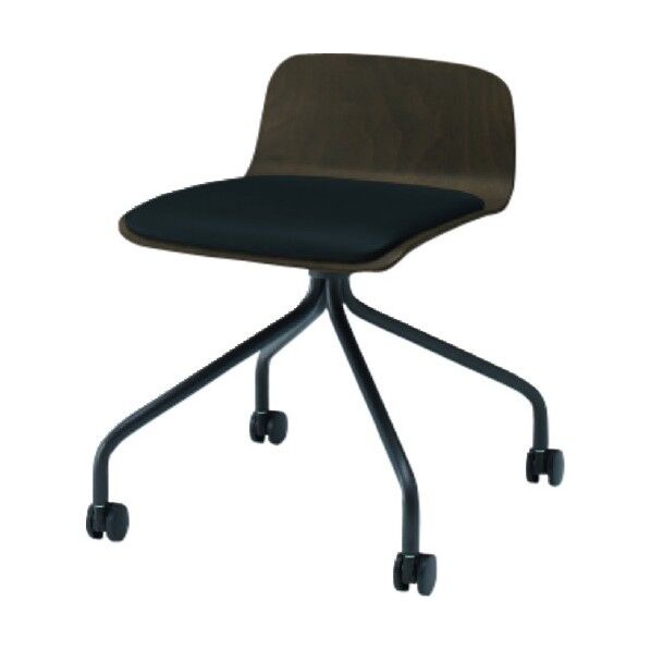 ノットワークローバックキャスターチェア座パッド付 背座ラスティックビーチD・脚サテンブラック・ウレタンレザーブラック KLL-225DK-TNT1 1点