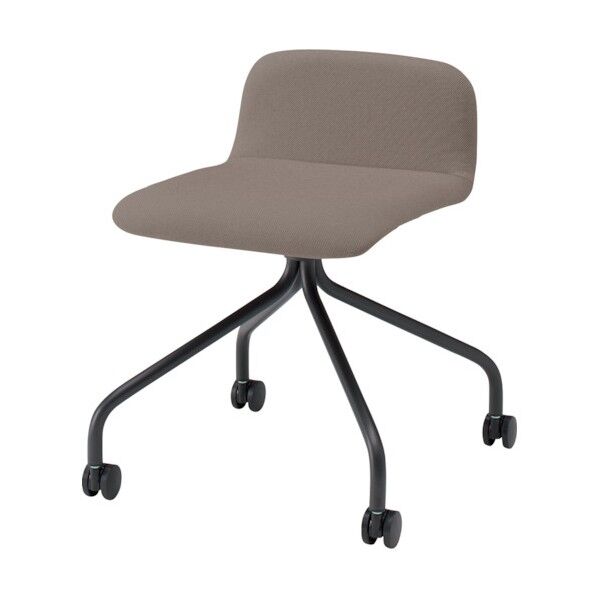 ノットワークローバックキャスターチェア張りぐるみ 脚サテンブラック・布地アンバー KLL-235C1-T1K2 1点