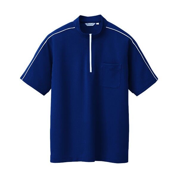 半袖クイックドライジップシャツ(男女兼用) 034ネイビー S CL3000 1