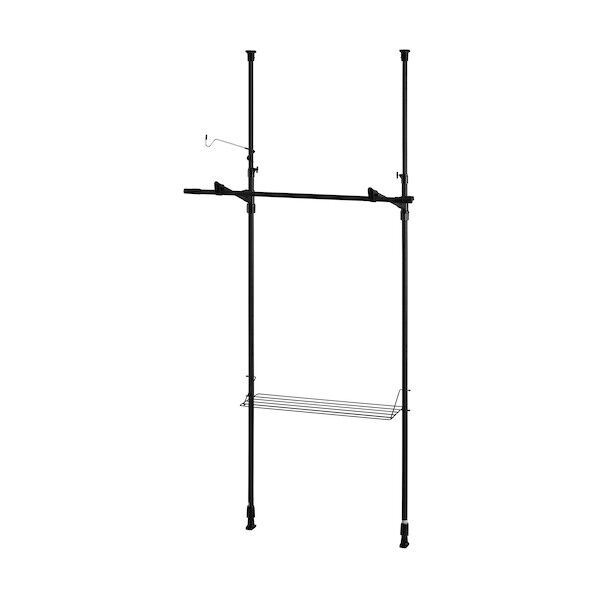 296327 つっぱり物干し 2本タイプ ブラック TPM-2-B 1点