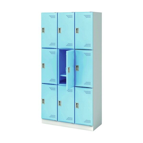 スクールロッカー 3列3段 9人用 L扉 ブルー JTSL-L-33-NJ-BL 1点