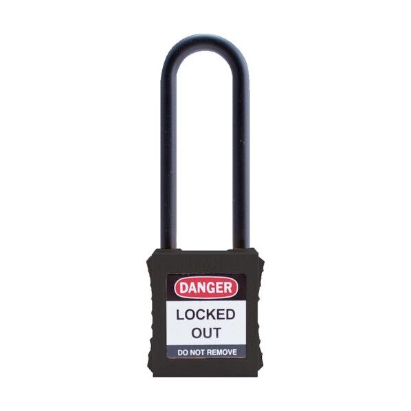 ロックアウト用南京錠 ナイロン製シャックル(ツル長) 黒 44886 1点