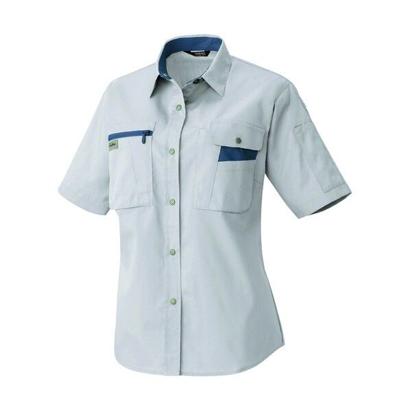 レディース半袖シャツ(ムービンカット)AZ5317-003シルバーグレー×ネイビー9 003シルバーグレー×ネイビー 9 5317 1