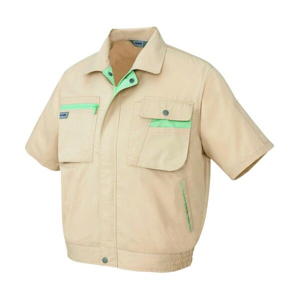 半袖ブルゾン(男女兼用)ムービンカットAZ5321-002ライトベージュ×グリーン6L 002ライトベージュ×グリーン 6L 5321 1