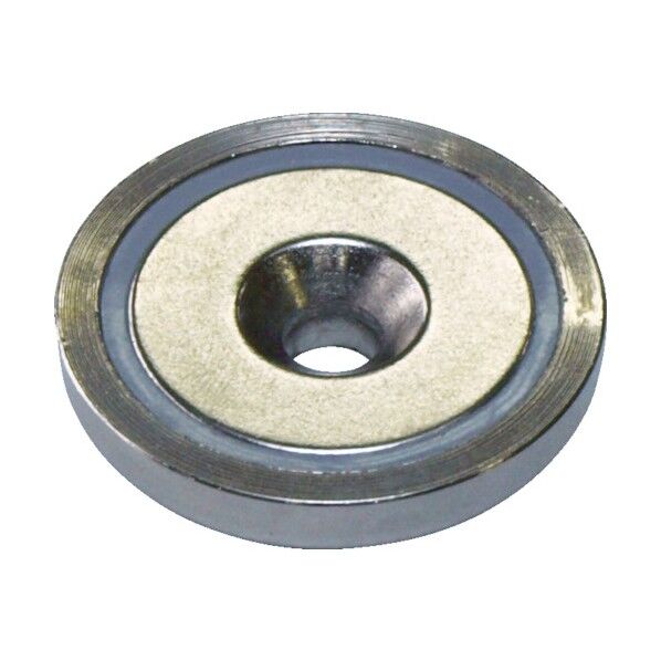 ネオジム磁石プレートキャッチ 丸形・キャップ付・皿穴タイプ