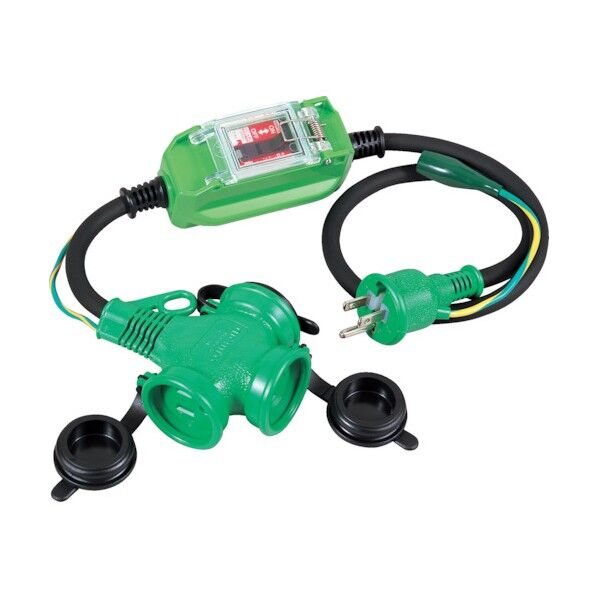 防雨ポッキン延長ブレーカー (アース付・漏電遮断器付)