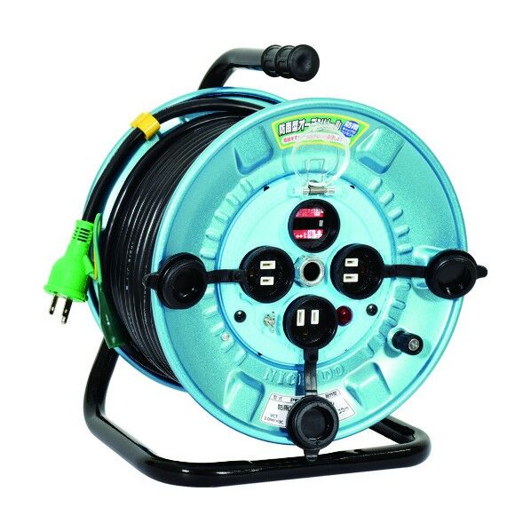 防雨型オープンリール 3芯 アース付 30m 8.1kg PWO-EK33