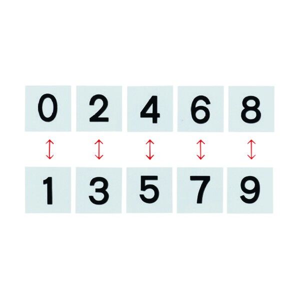 差し込み式数字札(両面連番セット)0~9 KS‐D札(2) 黒 50×50mm 228043 5枚