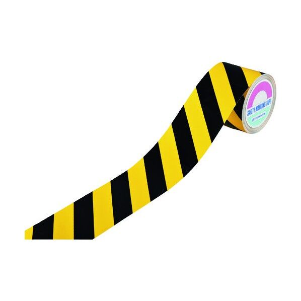 ビバスーパーラインテープ BSLT1002‐TR 黄/黒(トラ) 100mm×20m 105217 1個