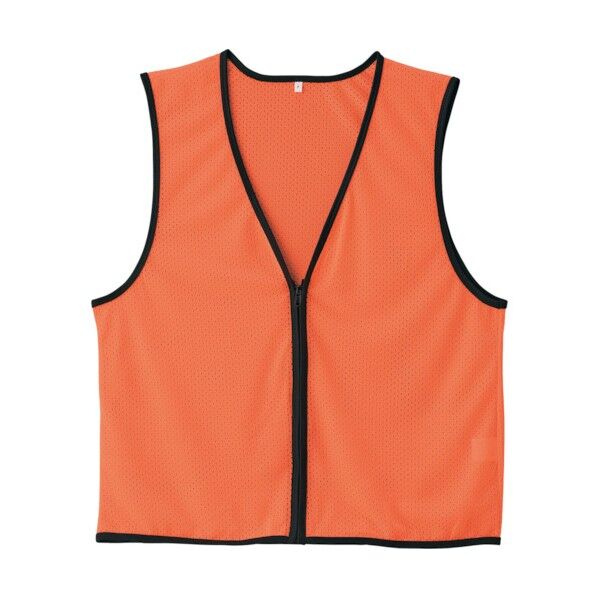 メッシュ安全ベスト 前開きタイプ MZ‐200KYR 蛍光オレンジ フリーサイズ 320022 1個