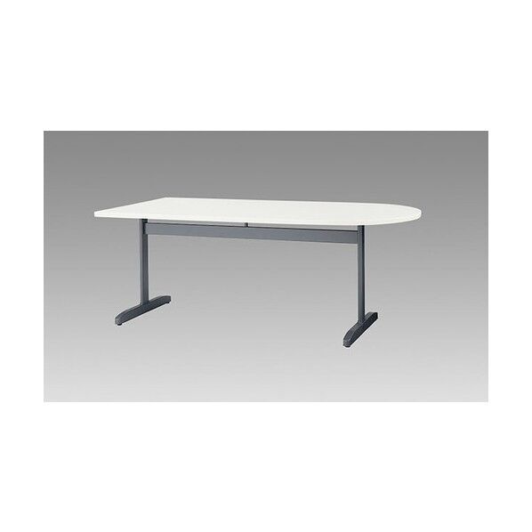 会議用テーブル (T字脚) (半長円) KHE1875SR-WH 1点