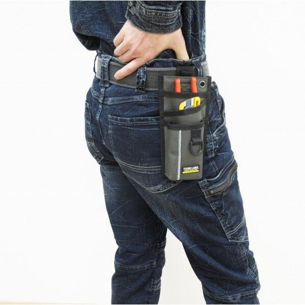 タフレーベル 軽作業道具ケース 幅 100× 縦 200× 厚さ 50mm( カラビナを除く) グレー FB-71 1個...