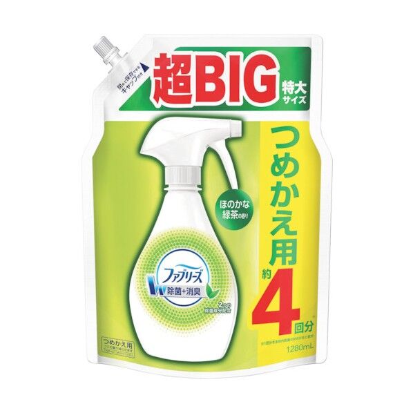 ファブリーズ W除菌+消臭 ほのかな緑茶の香り 1280ml 068859 1点