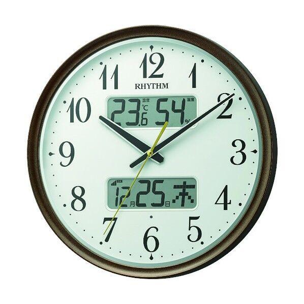 リズム 電波掛時計 茶メタリック 8FYA04SR06 1個